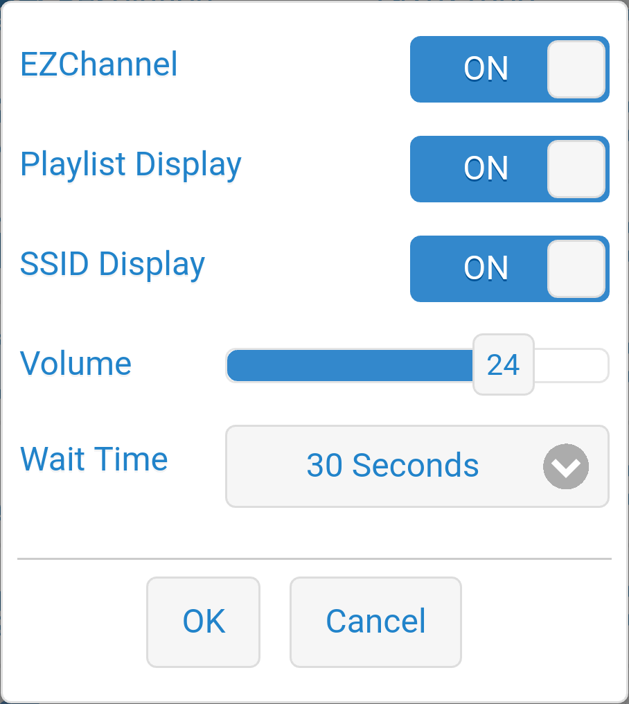 EZChannel Settings 菜单