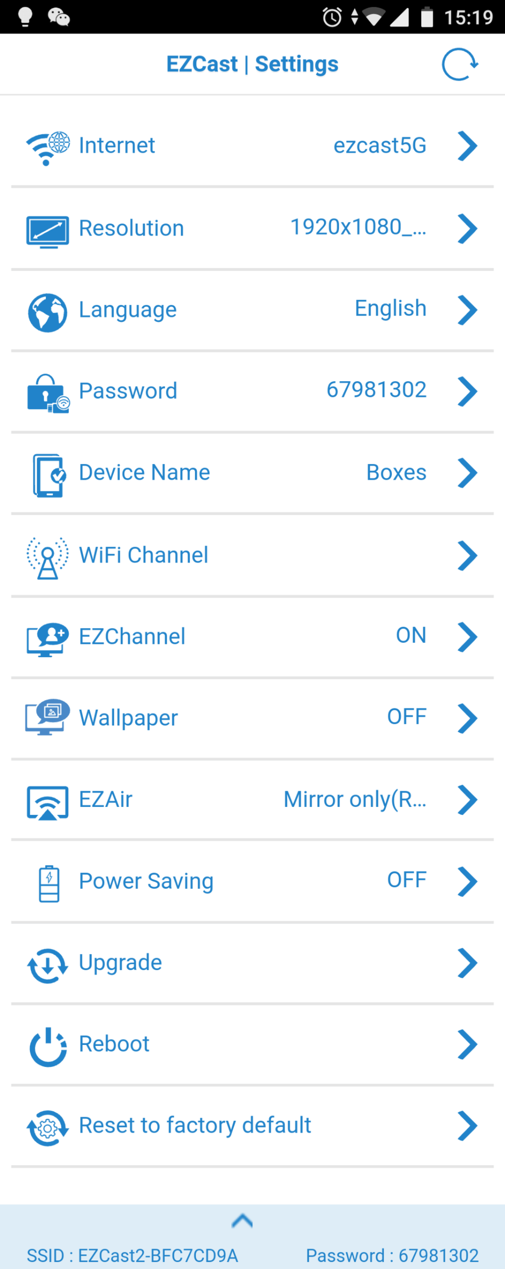 Settings 完整菜单